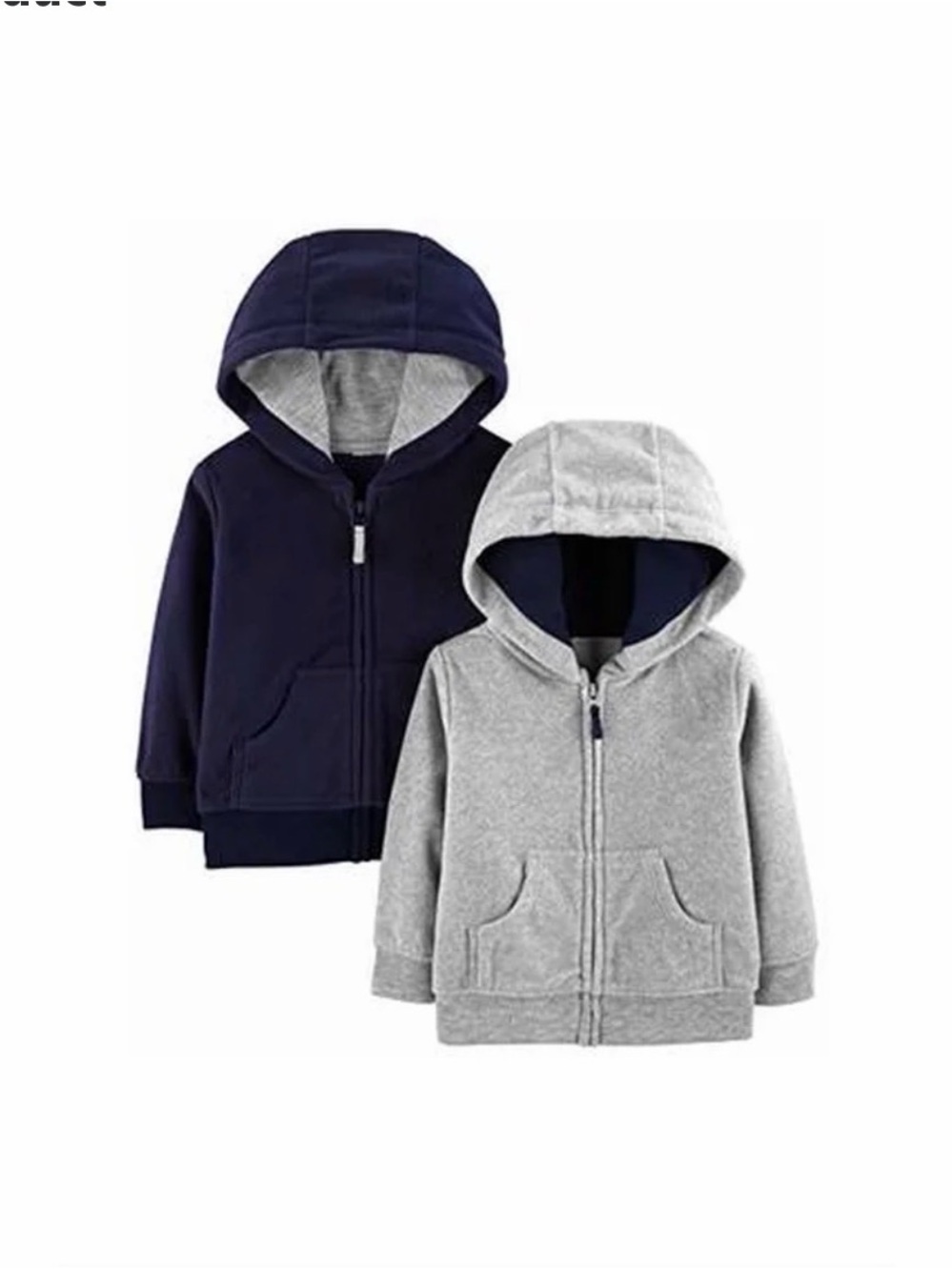 Fleece Full Zip Hoodie Set - Navy & Heather Gray